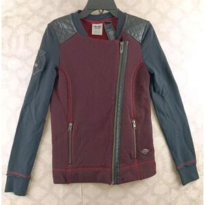 Harley Davidson Jacket Womens XS Red Full Zip Two Tone